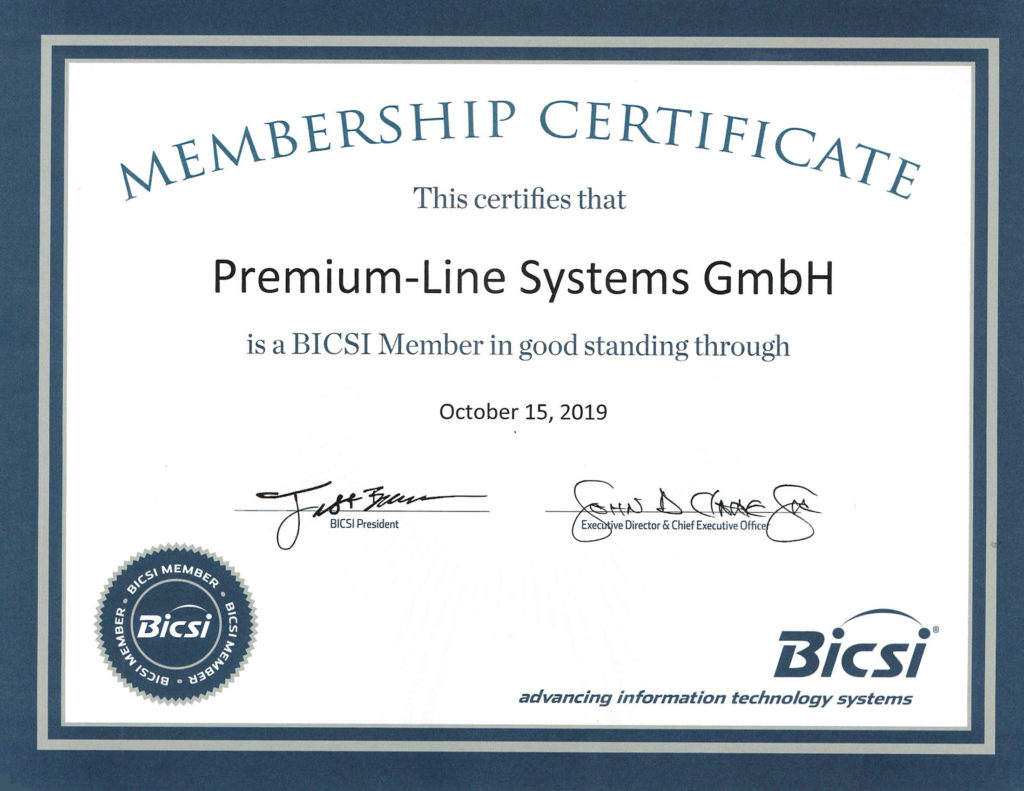 Premium-Line Systems Has Become A Member Of BICSI - Premium-Line