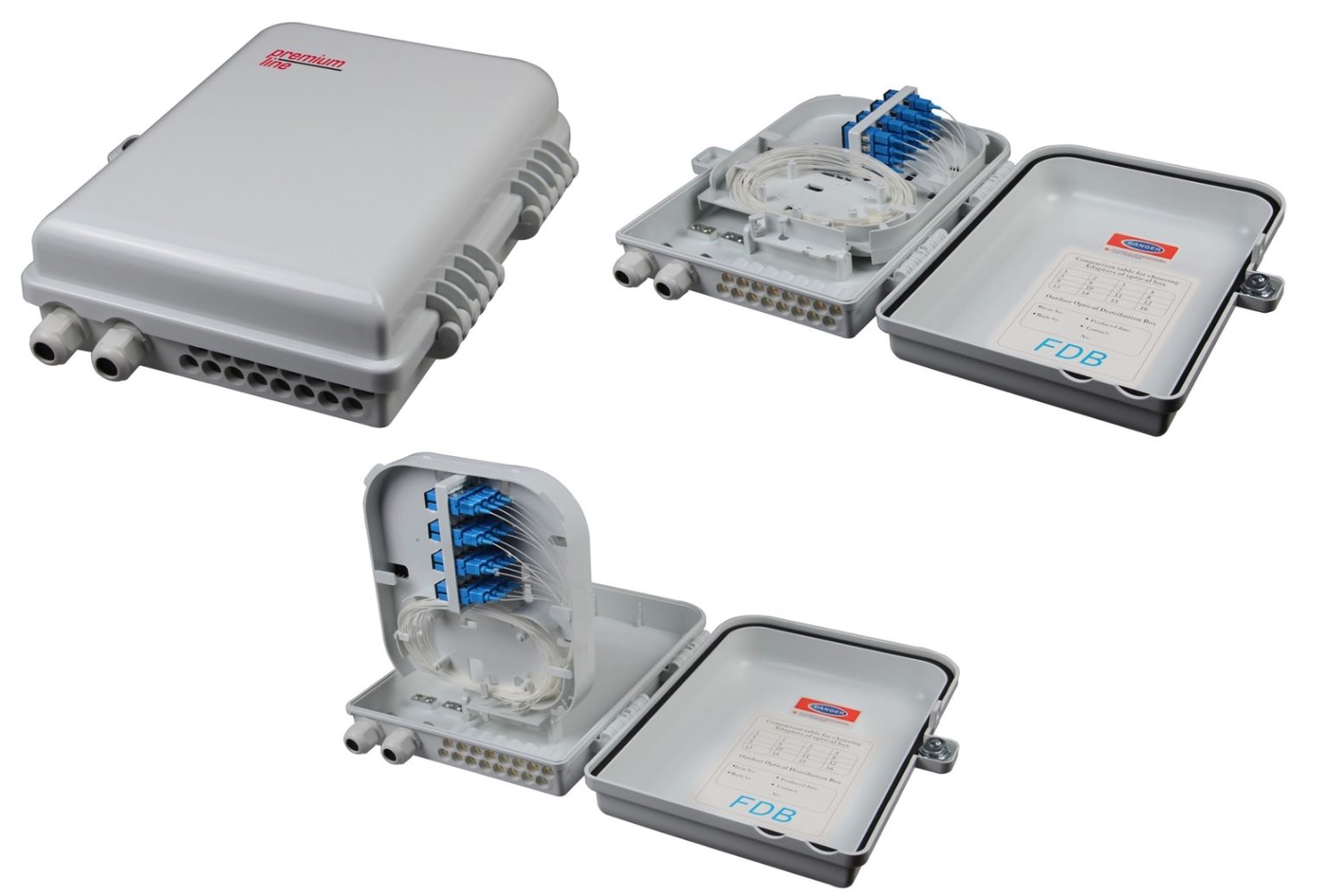FTTH distribution boxes 4, 8, 16, 24, 36 or 48 ports - Premium-Line