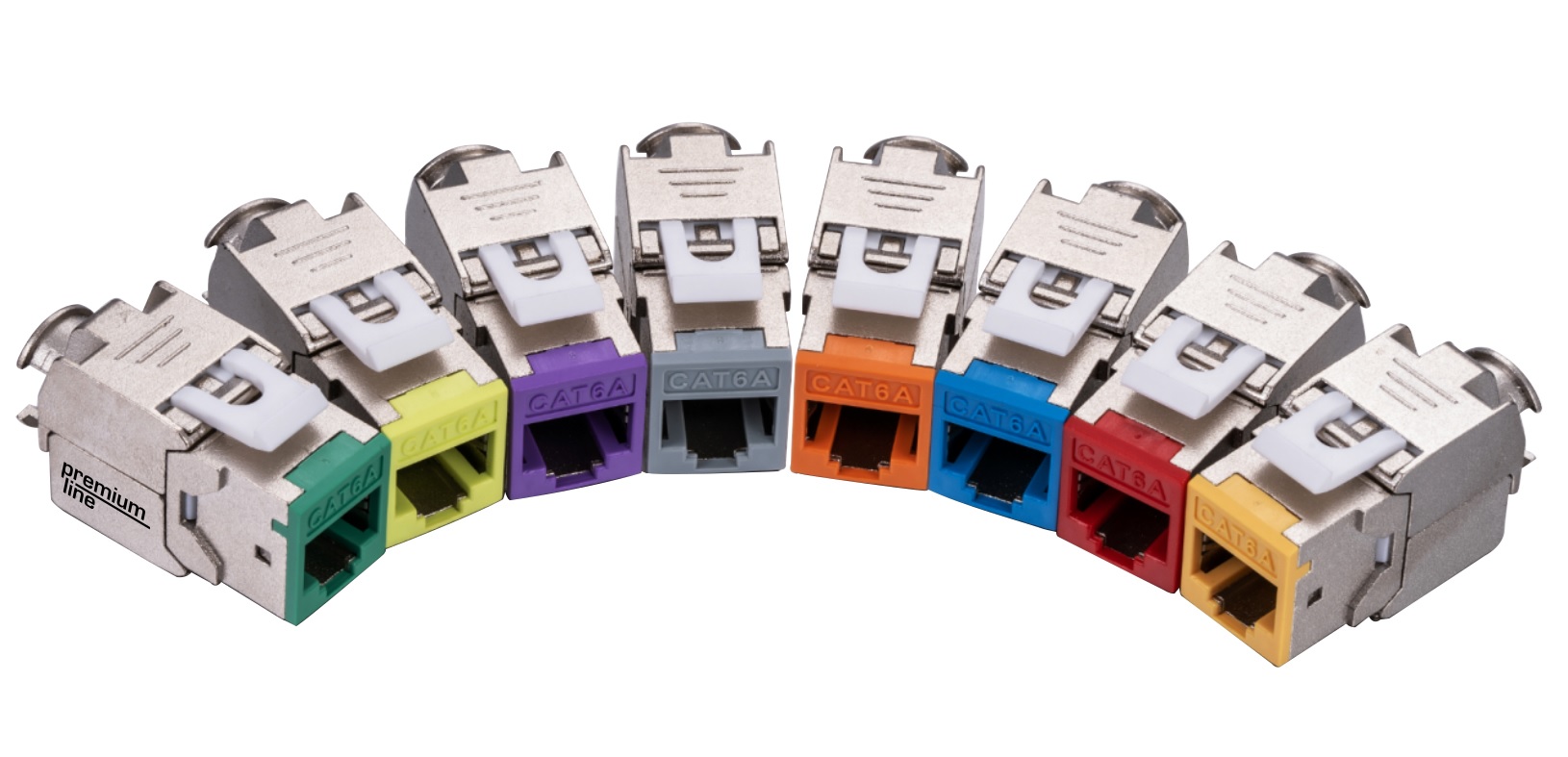 Category 6A 180° Shielded Die-casting Keystone Jack with color-code